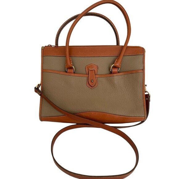 Vintage Dooney & Bourke All Weather Leather Handbag Pebbled Saddle Tan USA - Picture 4 of 17